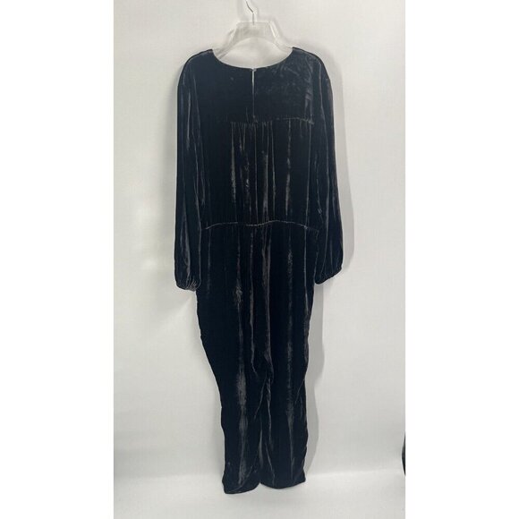 Sundance Aviana Wrap Velvet Jumpsuit Smoke Gray Rayon Silk Long Sleeve Sz XXL - Picture 2 of 7